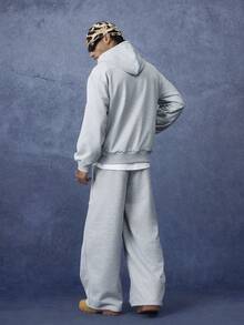 PAVTROS Men's Drawstring Pocket Design Hoodie And Sweatpants Casual Set - Grey - View 2