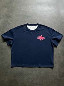 PAVTROS Men's Young Street Casual Vacation Sports Floral T-Shirt - Navy Blue - View 2