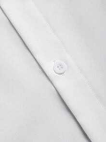 PAVTROS Men's White Loose Fit Drop Shoulder Split Design Square Patch Pocket Utility Casual Streetwear Collar Short Sleeve Shirt - White - View 5