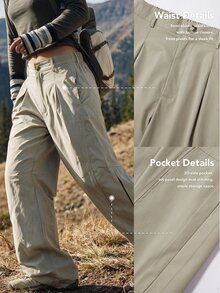 WanderVale Women's Minimalist Fashion Cargo Pants, Loose And Comfortable, Suitable For Daily Wear, Vacation, Travel, Street Photography And More - Khaki - View 7