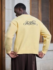 Mainfolk Men's Crew Neck Pullover Loose Fit Printed Style, Casual Everyday - Yellow - View 4