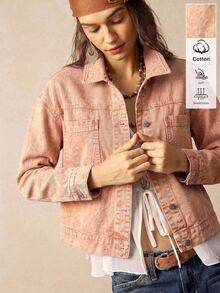 Bohemela Women's Solid Color Casual 80s Retro Versatile Daily Wear Long Sleeve Jacket Everyday Dusty Pink Fall Travel - Coral Orange - View 1