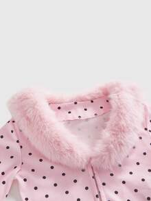 ROMWE Y2K Sweet Pure White Women's Autumn/Winter Fur Collar Slim Fit Light Jacket - Pink - View 4