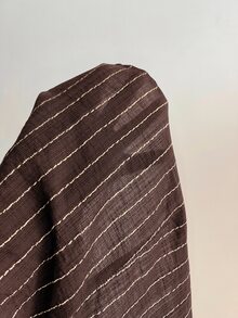 Elamini 1pc Black V-Neck Striped Collar Slim Fit Button-Up Long Sleeve Sexy Blouse For Commute & Daily Wear Brown Shirts For Women - Coffee Brown - View 9