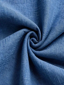 EMERY ROSE Women's Casual Linen-Like Dusty Blue Short Sleeve Round Neck Mid-Length Dress, Spring/Summer,Casual Dresses For Women Vacation - Blue - View 3