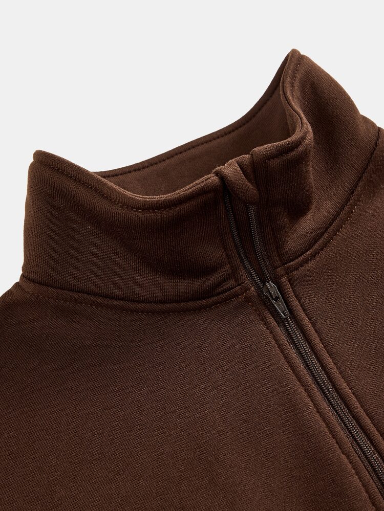 Setelan 2 Potong Sweatshirt dan Celana Panjang Setengah Resleting Warna Cokelat Tua untuk Anak Perempuan Remaja, Motif Hati Bercorak Leopard, Cocok untuk Pakaian Musim Gugur/Musim Dingin, Anak-Anak - Coklat - View 3