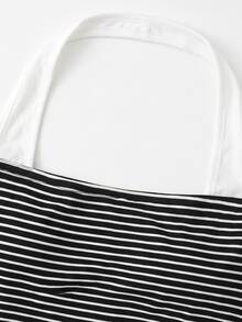 Sweetra Women's Casual Sexy Halter Neck Knit Striped Dress - Black - View 5