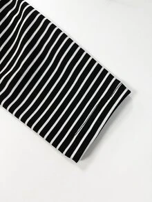 Sweetra Women's Casual Sexy Halter Neck Knit Striped Dress - Black - View 6