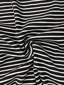Sweetra Women's Casual Sexy Halter Neck Knit Striped Dress - Black - View 4