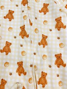 SHEIN Newborn Baby Girl Cute Casual Knitted Cartoon Pattern Long Sleeve Loungewear - Mustard Yellow - View 5