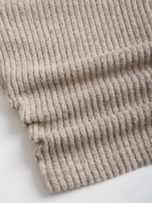 Sweetra Women Grey Fall Winter Casual Lounge 2-Piece Set,Plush Ribbed Fabric Open Front Ruched Design Adjustable WaistbTextured Outing Commuting Home Office - Apricot - View 3