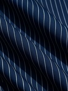 SHEIN 秋季新款高領條紋襯衫，七分袖女式襯衫，適合通勤、正式辦公穿著、春秋穿搭、度假休閒、戶外穿著 - 藍色 - 查看 7