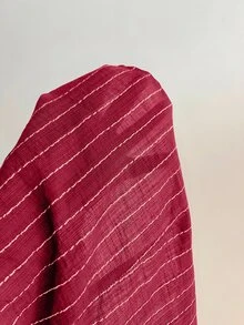 Elamini 黑色V领条纹修身长袖性感衬衫，适合通勤和日常穿着，冬季款 - 酒紅色 - 查看 4