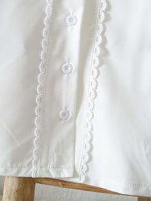 Elladie kids Young Girls Casual Fairy Cowgirl Simple White Lace Trim Short Sleeve Shirt, Versatile Fashion Spring/Summer New Arrival, School Style Flower Girl Beach - White - View 7