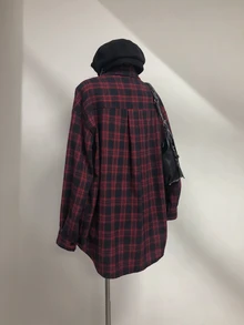 Elamini Vintage Plaid Loose Fit Shirt For Women, Fashionable And Versatile, Autumn/Winter, Christmas - Multicolor - View 2
