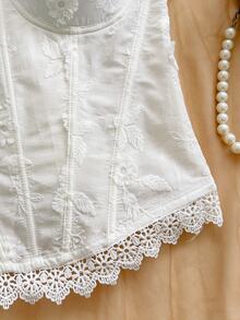 Soleia Women's Sexy Lace Patchwork Boning Camisole - White - View 7