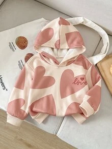 SHEIN 女嬰字母與愛心印花落肩長袖休閒秋季運動衫 - 彩色 - 查看 4