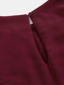 SHEIN 青少年女孩派對禮服，修身酒紅色長裙，配蕾絲披肩袖，適合婚禮、派對、聖誕派對等正式場合 - 酒紅色 - 查看 5