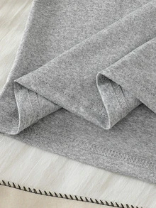 SHEIN Girls' Simple Fashion Letter Print Long Sleeve Top + Plaid Long Pants 4-Piece Loungewear Set - Grey - View 5