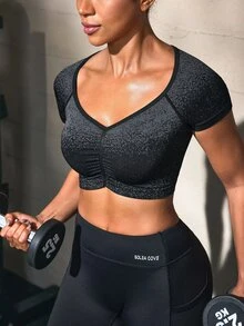 Solea Cove Solea Cove Women's Raglan Short Sleeve Ruched Casual Fitness Sports T-Shirt - Multicolor - View 7
