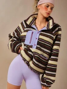 VARSIVA Women's Striped Colorblock Casual Daily Travel Sports Jacket - Multicolor - View 7