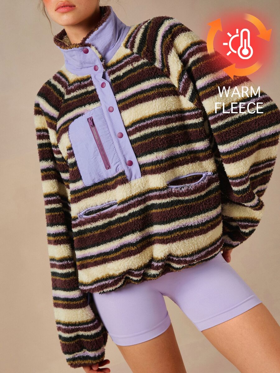 VARSIVA Women's Striped Colorblock Casual Daily Travel Sports Jacket - Multicolor - View 1