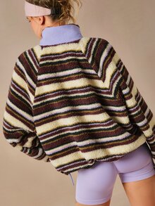 VARSIVA Women's Striped Colorblock Casual Daily Travel Sports Jacket - Multicolor - View 5