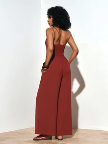 Zivah Rust Brown One Shoulder Dress Women's Elegant Summer Holiday Vacation Holiday Wrap Gown,Bohemian Western Style Wedding Guest Evening Party Date Dress - Rust Brown - View 3