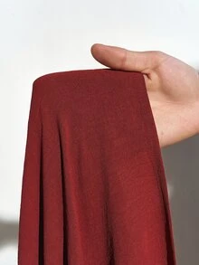 Zivah Casual Elegant Women's Loose Solid Color Mini Dress, Linen-Feel Crinkle Fabric, Suitable For Nightclub Party In Summer - Redwood - View 11