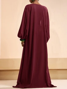 Zivah Women's Solid Color Robe And Wide Leg Pants Casual Resort Cover Up Set Summer Beach Vacation - Burgundy - View 2