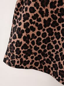 SHEIN Fashion Minimalist Commuter Long Sleeve Shirt, Loose Casual Leopard Print Multi-Color Top For Fall, Suitable For Work Night Out Dark Brown - Multicolor - View 9