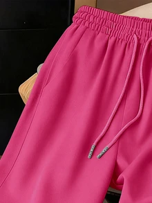 Resyla Vintage American Y2K Fashion Minimalist Fuchsia Women's Sweatpants - Multicolor - View 4