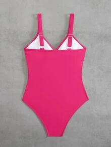 Swim SXY 1件条纹特殊面料交叉前开襟连体泳衣 - 彩色 - 查看 3