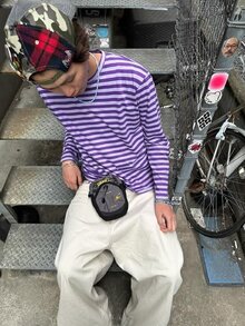 Resyla Men 男士修身長袖T恤，春秋戶外上衣，對比色條紋印花上衣，休閒風格，日常，戶外穿著，舒適面料 - 彩色 - 查看 3