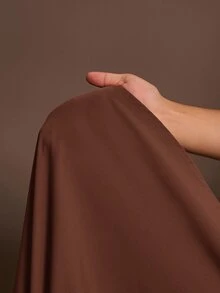 Veslaya Elegant Chocolate Brown Autumn Tea Party Dress,Plus Size Mini Dress With Loose Lantern Sleeve,Drawstring Waist,Pleated A-Line Silhouette For - Rust Brown - View 8