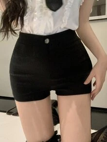 Joudiya 夏季性感修身音樂節辣妹短褲 外出夜店穿搭 黑色 - 黑色 - 查看 2