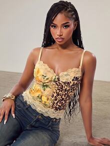 Eshe Glo Beige,Summer,70s,Club Night, Heavily Embroidered Y2K 2000s Top Going Out Corset Casual - Apricot - View 7