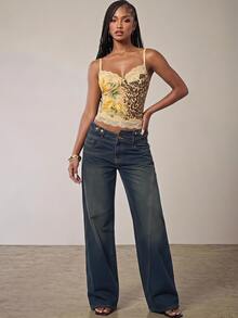 Eshe Glo Beige,Summer,70s,Club Night, Heavily Embroidered Y2K 2000s Top Going Out Corset Casual - Apricot - View 6