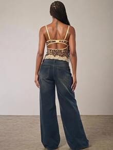 Eshe Glo Beige,Summer,70s,Club Night, Heavily Embroidered Y2K 2000s Top Going Out Corset Casual - Apricot - View 8