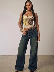 Eshe Glo Beige,Summer,70s,Club Night, Heavily Embroidered Y2K 2000s Top Going Out Corset Casual - Apricot - View 1