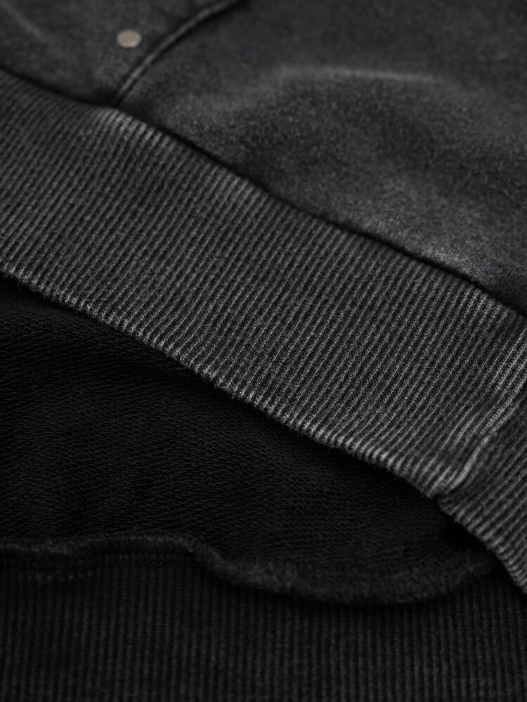 PAVTROS Men's Casual Washed Beaded Decor Hoodie - Black - View 7