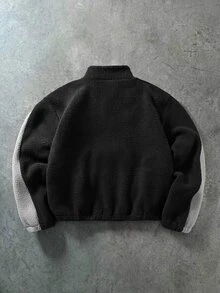 PAVTROS Men's Colorblock Zipper Casual Daily Travel Long Sleeve Jacket - Black - View 2
