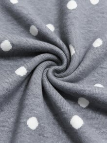 SHEIN MOD Plus Size Women's Polka Dot Knit Cardigan Suitable For Dating, Vacation, Party, Daily Outings, Gatherings, Outdoor Activities Winter - Grey - View 12