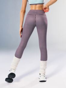 VARSIVA Plaid Wide Waist Seamless Sports Leggings - Multicolor - View 5