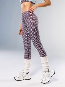 VARSIVA Plaid Wide Waist Seamless Sports Leggings - Multicolor - View 10