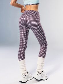 VARSIVA Plaid Wide Waist Seamless Sports Leggings - Multicolor - View 7