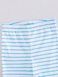 SHEIN 男嬰修身長袖長褲睡衣套裝，條紋恐龍圖案印花 - 彩色 - 查看 7