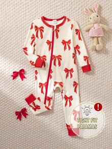 SHEIN 2PCS Baby Girls Pajamas - Red - View 3