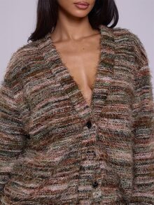 MUSERA Oversized Textured Cardigan Spring Casual Y2k 90's Stripe Evening Party Elegant New Year Fall Autumn - Multicolor - View 5