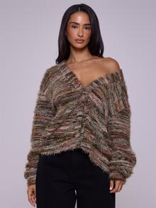 MUSERA Oversized Textured Cardigan Spring Casual Y2k 90's Stripe Evening Party Elegant New Year Fall Autumn - Multicolor - View 1
